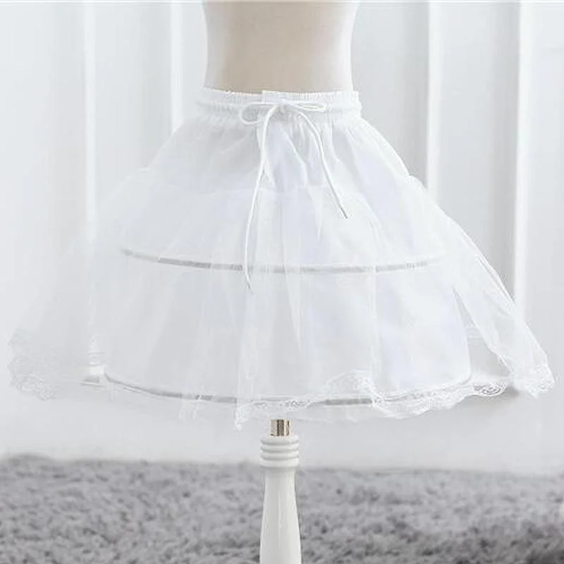 Children White Petticoat Ball Gown Solid Lace for Girls Kids Flexible Waist Drawstring Underskirt for Girls Wear Vestido S