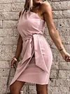 Lace-Up Bodycon One-Shoulder Mini Dress
