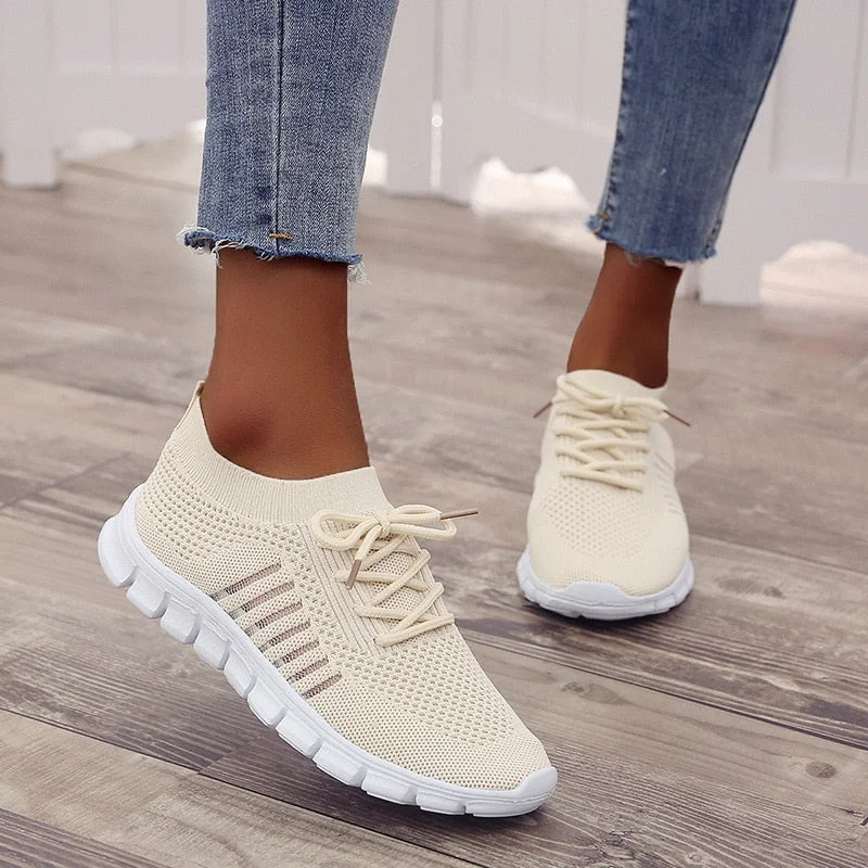 Vstacam Women Shoes 2023 Summer Mesh Breathable Sneakers Women Platform Casual Sport Shoes Women Comfort Lace Up Running Shoes Plus Size