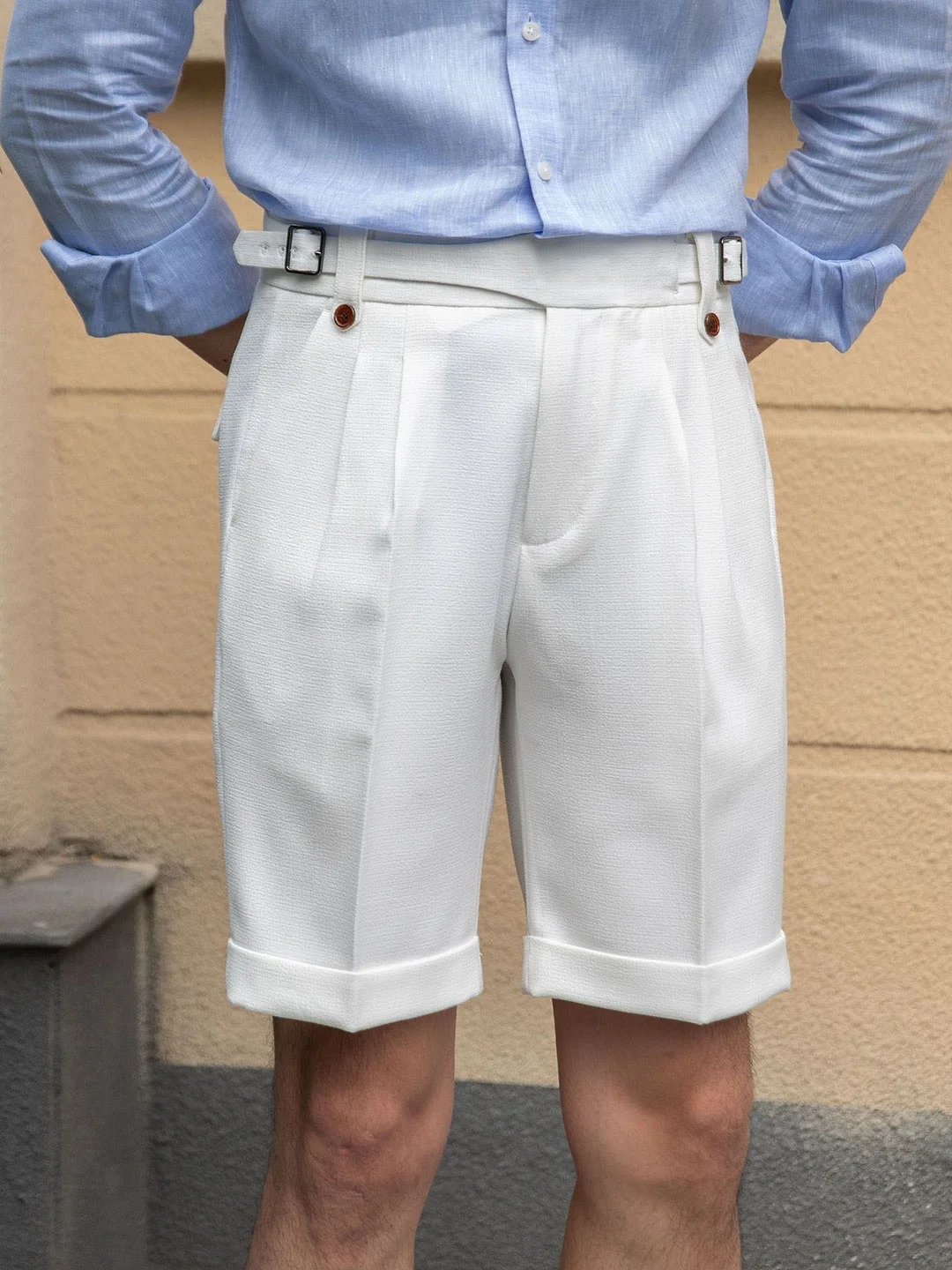 Men's Straight Pleated Casual Design Shorts