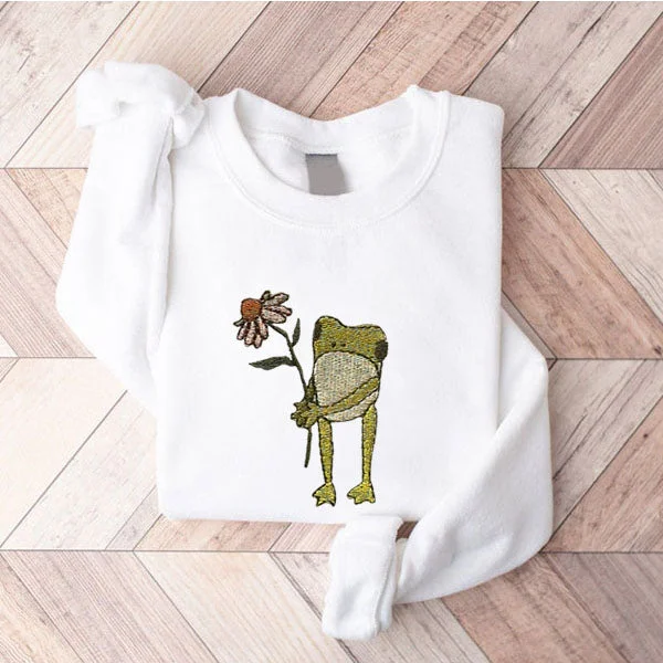 Flower Frog Embroidered Sweatshirt