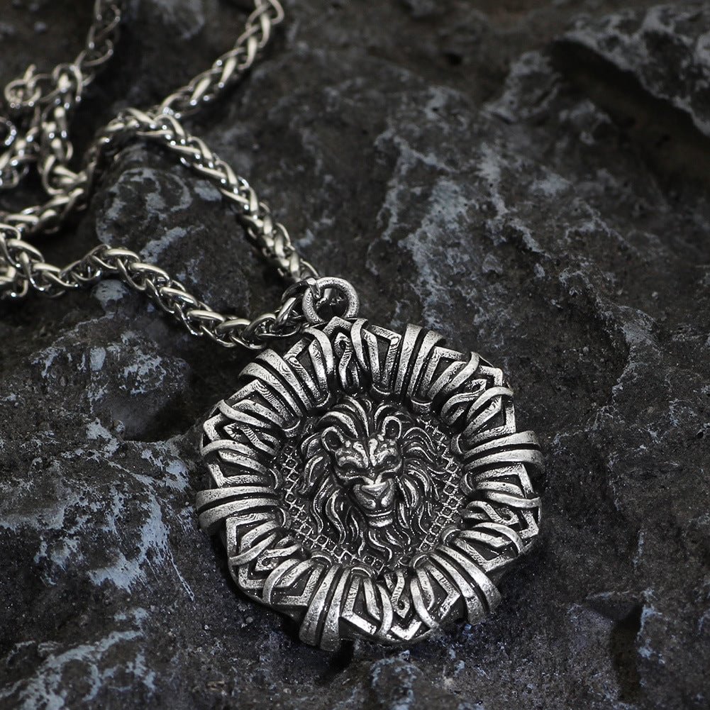 Angry Lion Men's Medallion Warrior Pendant