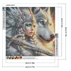 Diamond Painting-DIY Full Round Drill Girl Wolf(40*40 CM)