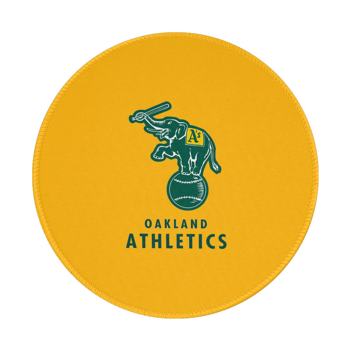 Oakland Athletics Green Elephant Waterproof Round Mouse Pad for Wireless Mouse