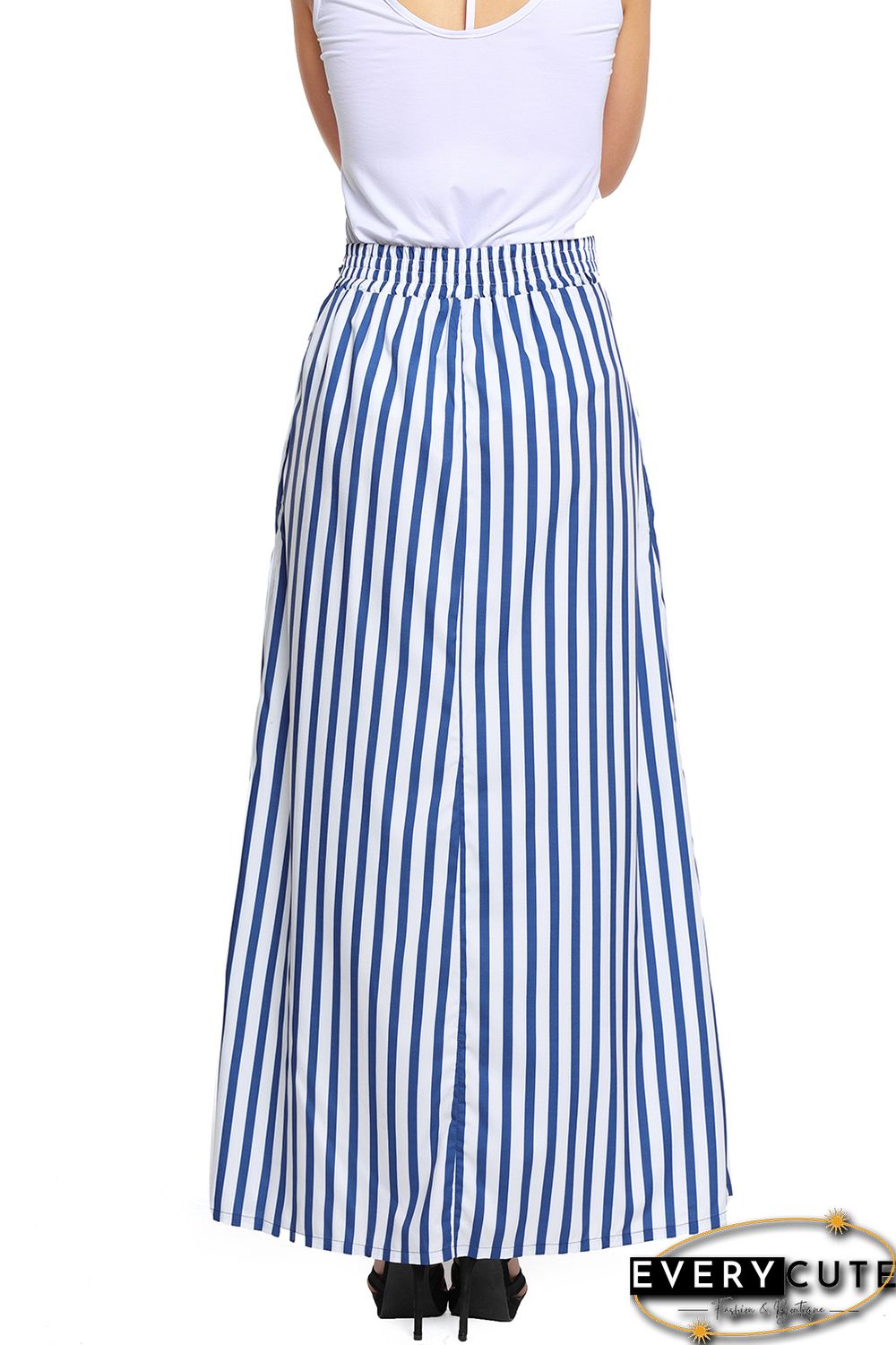 Light Blue Striped Maxi Skirt