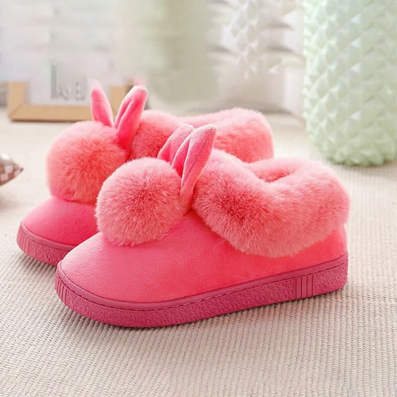 Women Winter Slippers Plush Female Indoor Home Slipper Shoes Casual Ladies Soft Comfort Warm House Shoes Woman Furry Rabbit Ears