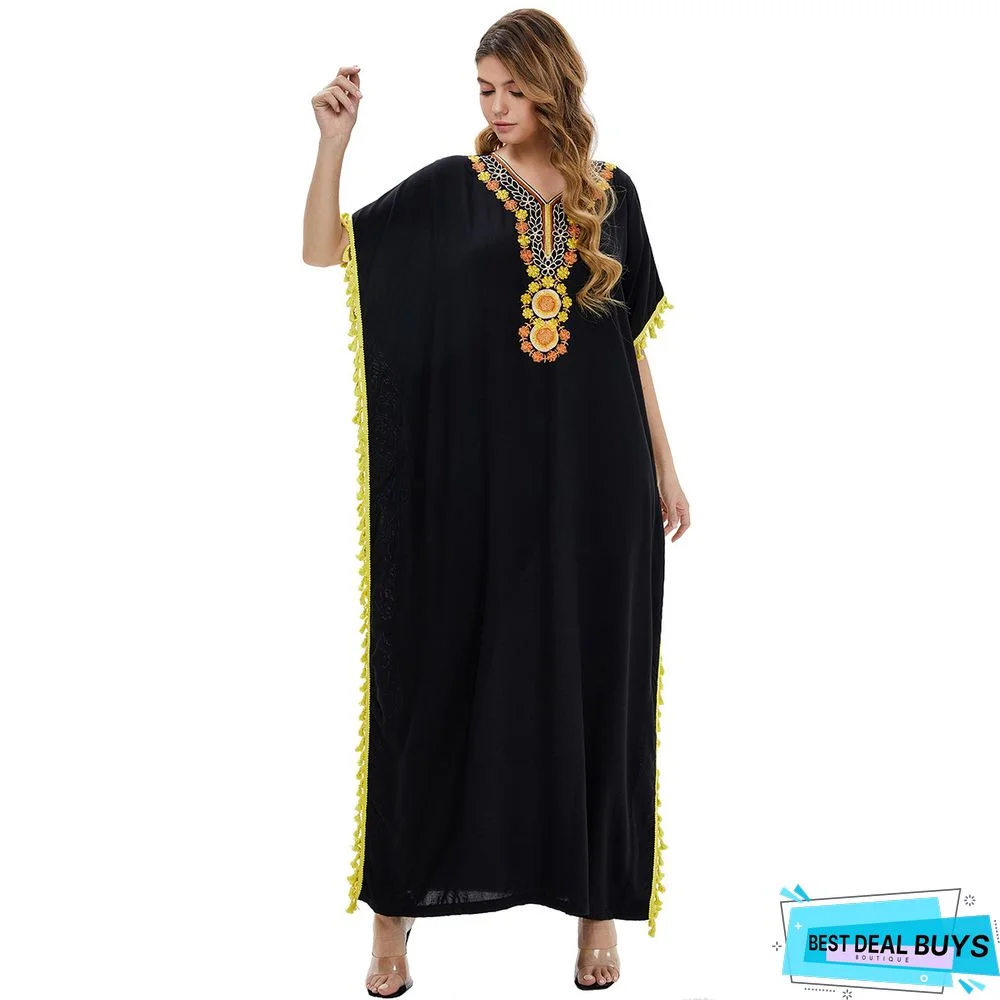 Women's Dress Print Large Size Loose Big Pendulum Black Dresses