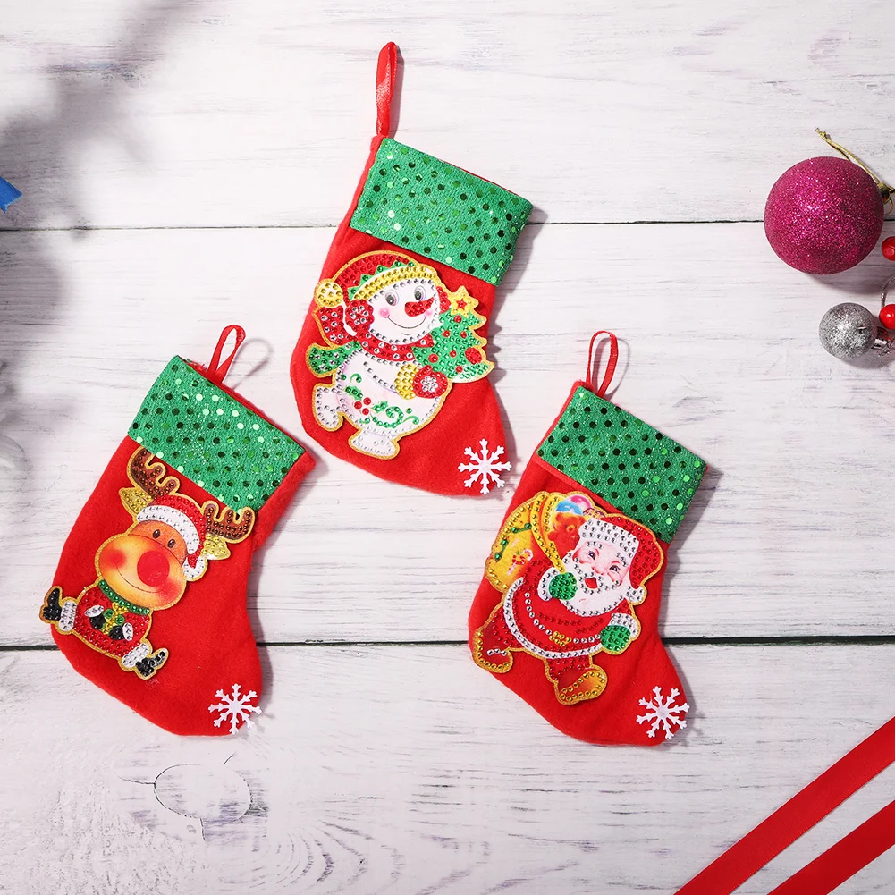 3pcs DIY Diamond Painting  Christmas Stockings Hanging Pendants