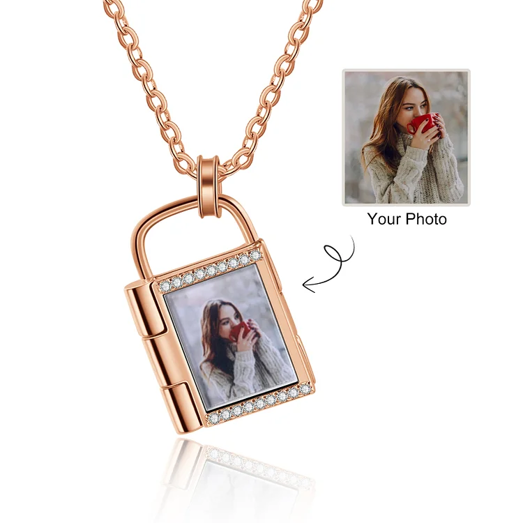 Personalized Padlock Necklace Engrave Photo Love Lock Necklace Romantic Gifts
