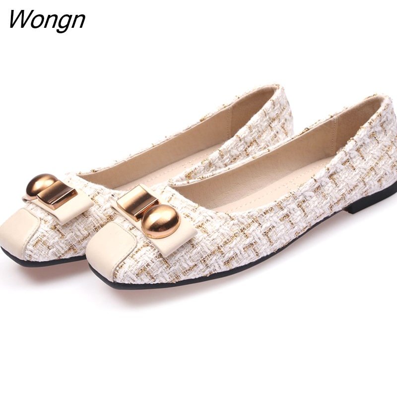 Wongn Summer Fashion Brand Office Ladies Shoes Women Flats Flat Casual Woman Boat Shoes Plaid Plus Size 42 A2801