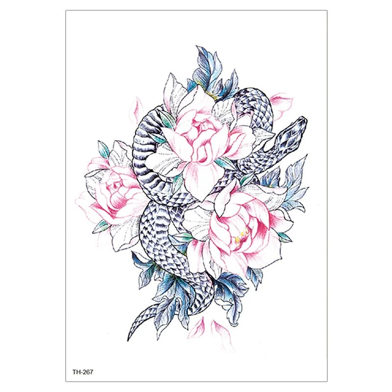 Waterproof TemporaryTattoo Sticker For Men Women Tiger Wolf Death Skull Temporary Tattoo Fake Henna Skeleton King Animal Tatoo