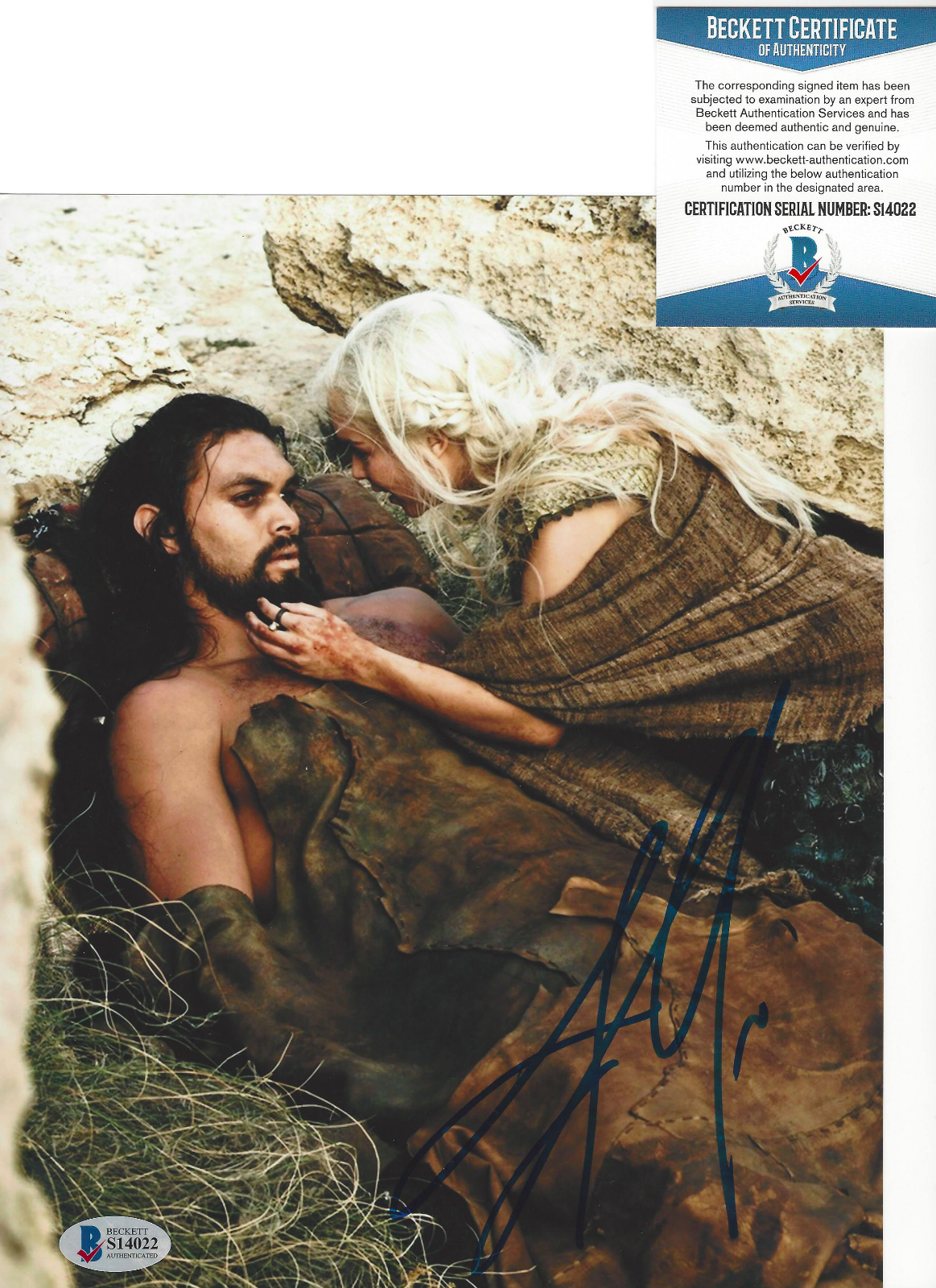 JASON MOMOA SIGNED 'GAME OF THRONES' KHAL DROGO 8x10 Photo Poster painting BECKETT COA BAS