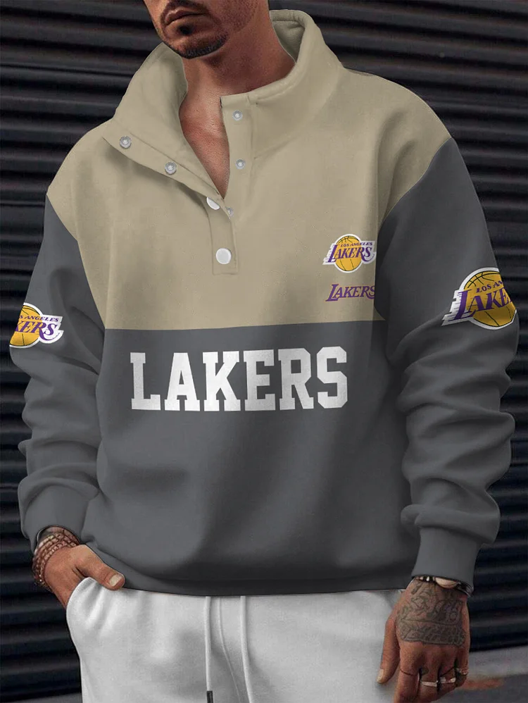 Los Angeles Lakers 2025 New Design Casual Snap Mockneck Pullover