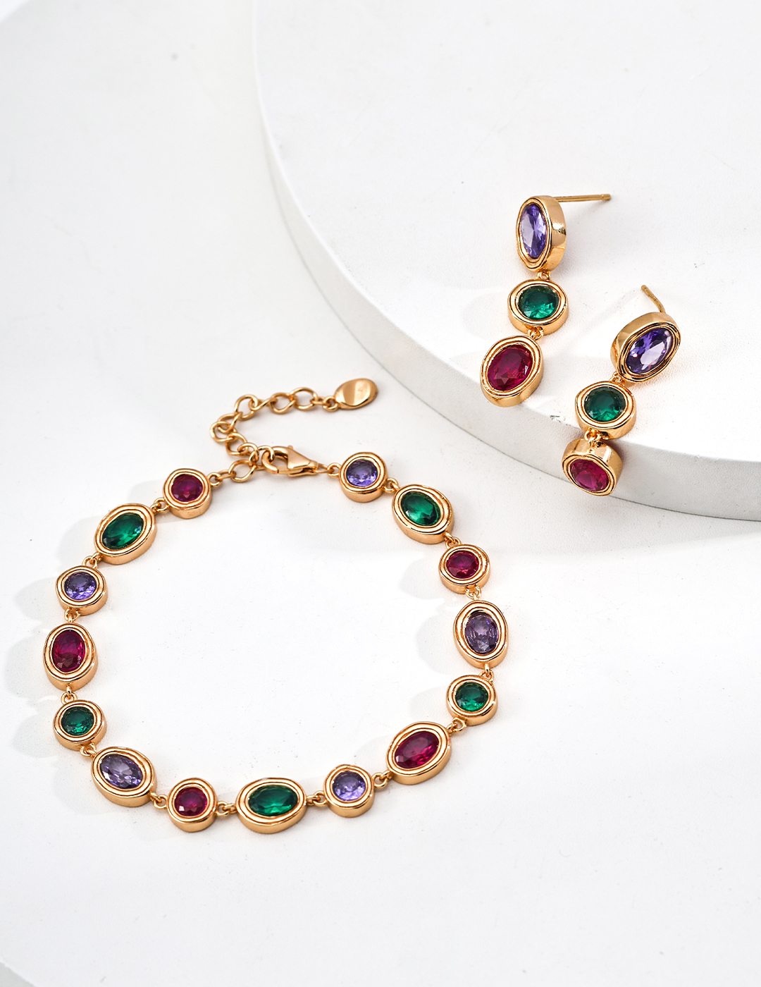 Colorful Crystal Earrings & Bracelet Set