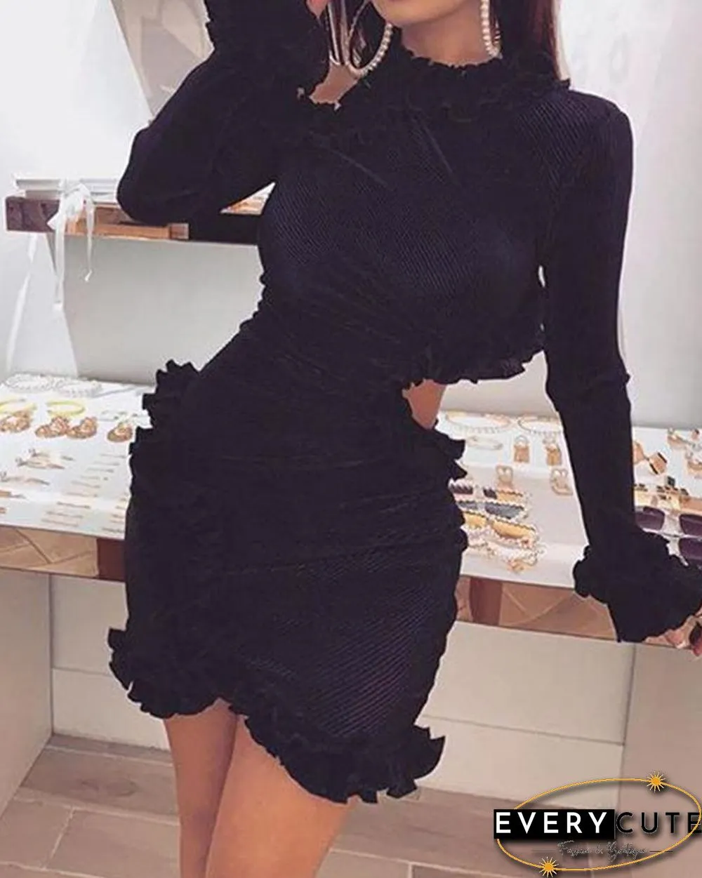 Ruffle Sleeve Bodycon Dress