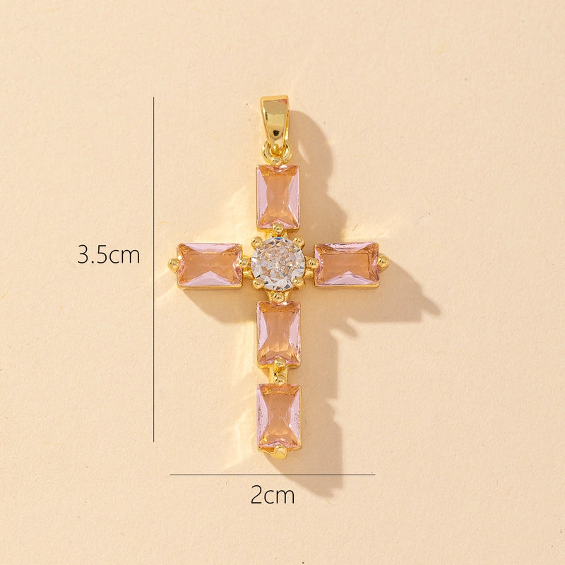 1 Piece Copper Zircon Printing Pendant