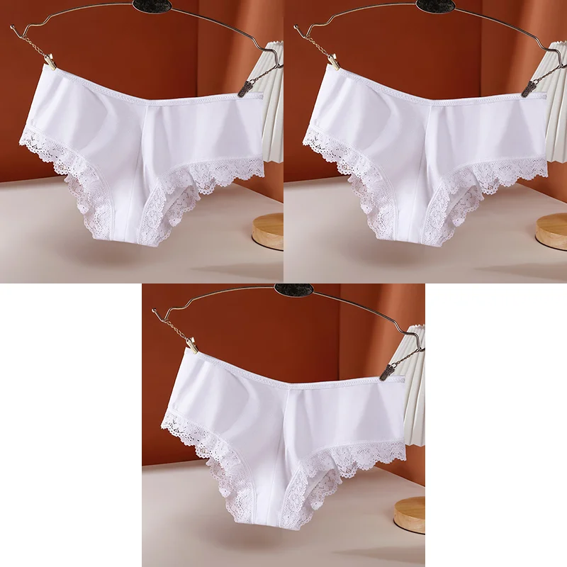 Billionm Sexy Women's Panties Low-Rise Hollow Out Cross Underwear Ice Silk Lace Female Comfort Seamless Lingerie