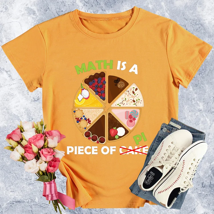 Math Is A Piece Of Cake Round Neck T-shirt