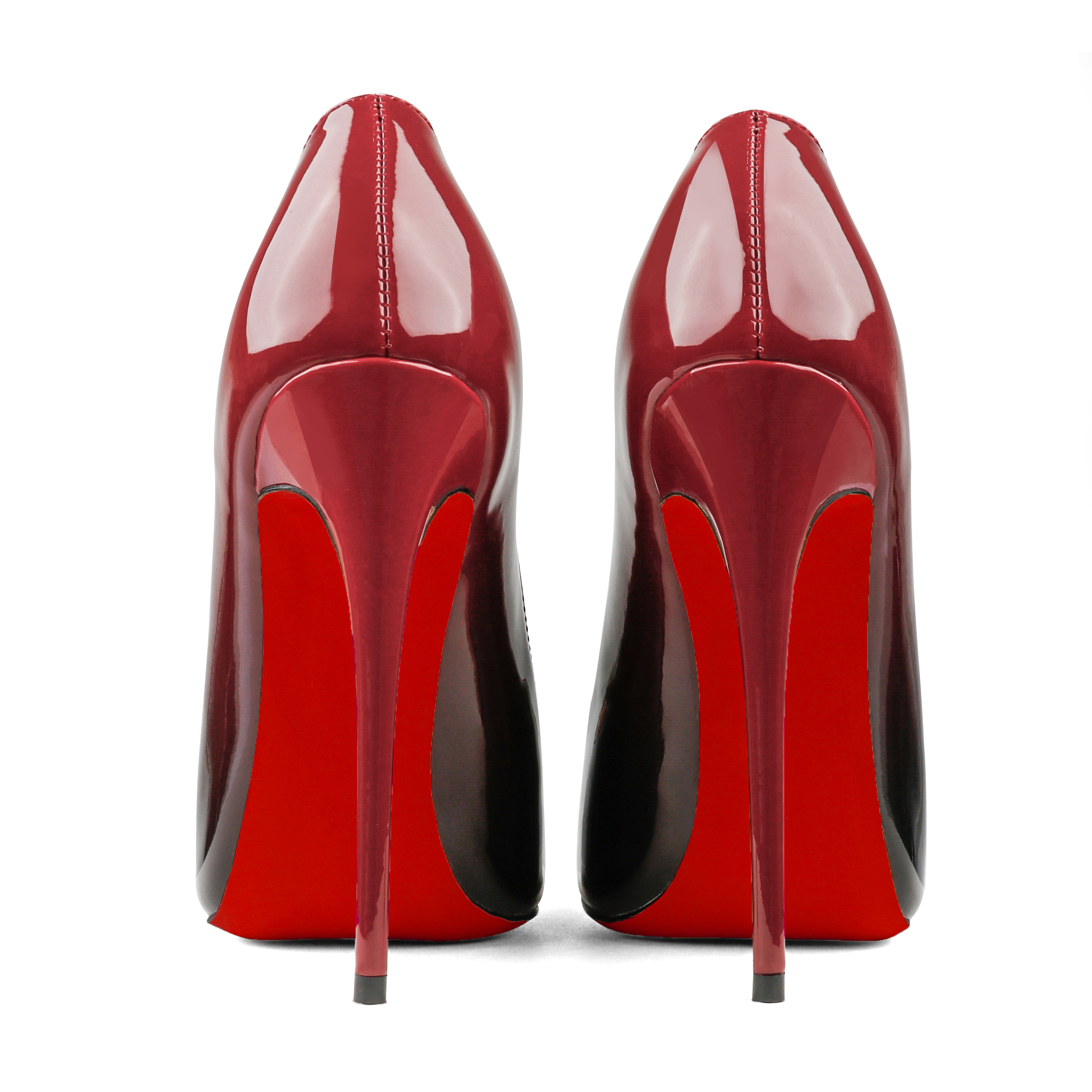 120mm Women's Red Bottom Gradient High Heels Pointed Toe Fashion Patent Stiletto Pumps-MERUMOTE