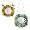 (US Local)2D Flat DIY Sunflower Parrot Hanging Mirror Diamond Art Kits Wall Door Decoratio