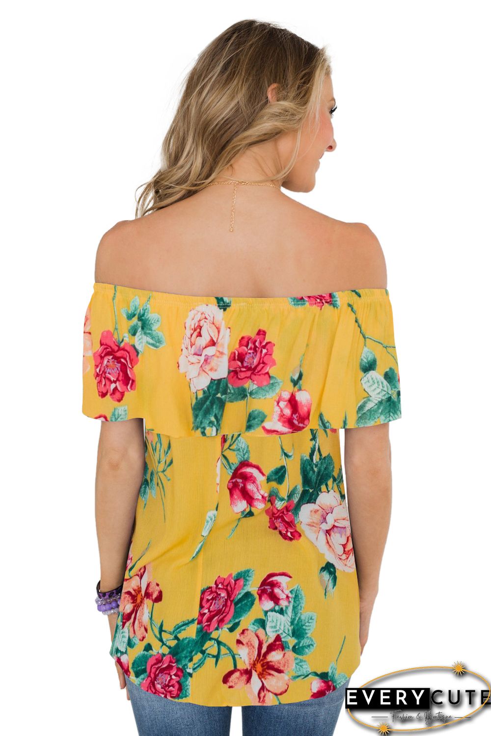 Yellow Grow with Me Off The Shoulder Floral Top