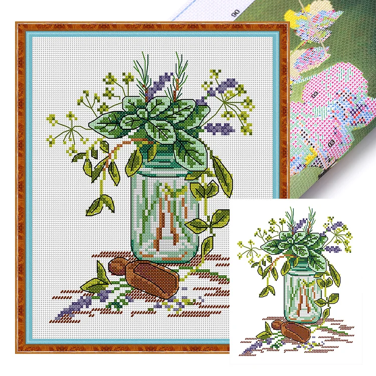 【Joy Sunday Brand】Provence bay leaf 20*26cm 14CT Stamped Canvas Cross Stitch gbfke