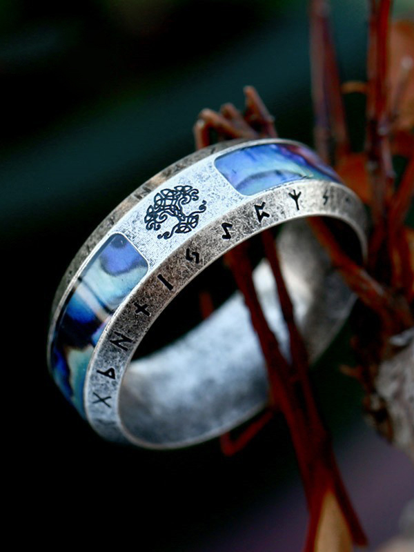 Stainless Steel Distressed Viking Letter Ring