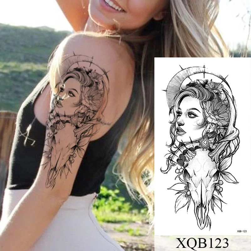 Waterproof Temporary Tattoo Sticker Old School Mermaid Flash Rose Tattoos Body Art Arm Fake Tatoo Women Men