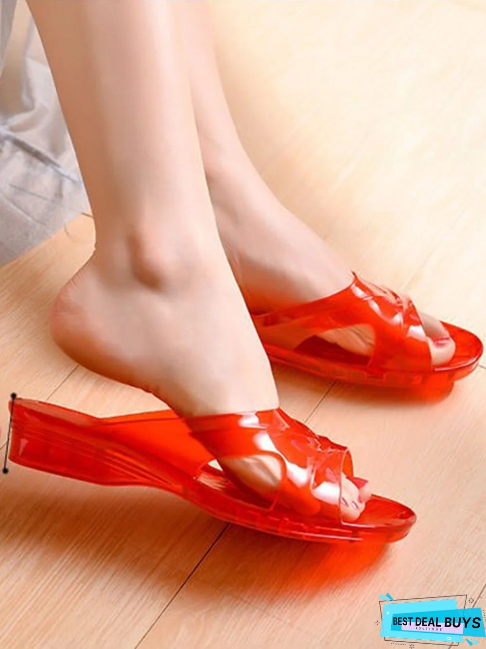 Crystal Clear Waterproof Wedge Slides