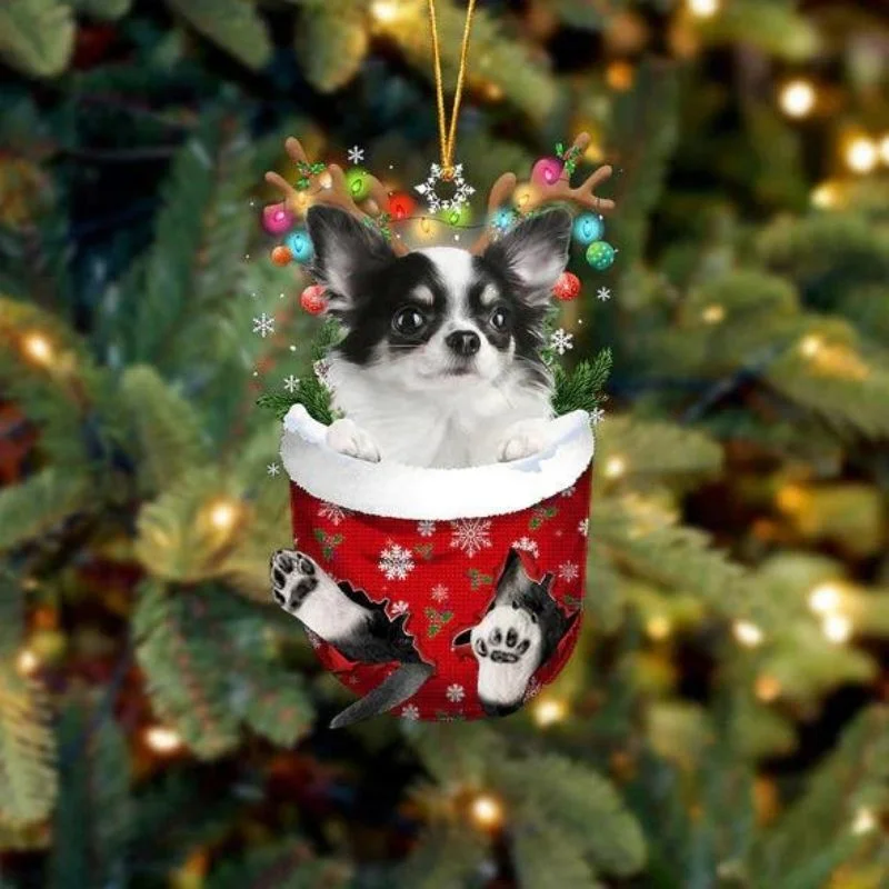 VigorDaily Chihuahua In Snow Pocket Christmas Ornament SP258