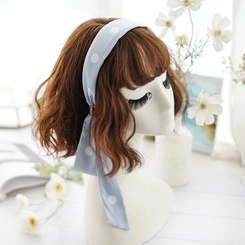 2 Pieces New Fashion Floral Satin Ribbon Silk Scarf Tie Headband