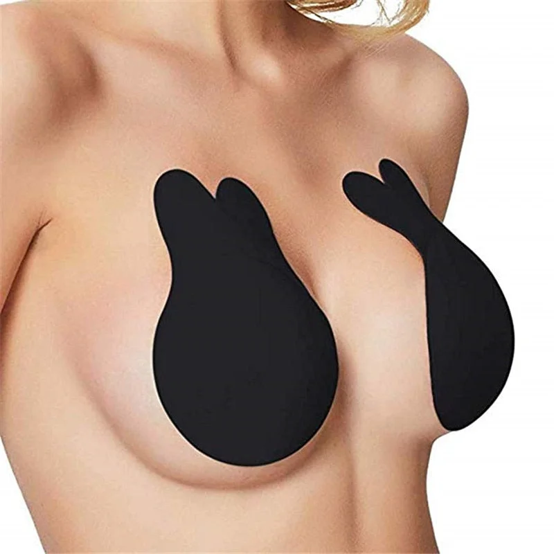 S-XXXL Breast Petals Rabbit Nipple Full Covers Push Up Invisible Bra Reusable Adhesive Bra Plus Lift Up Intimate for Party Dress
