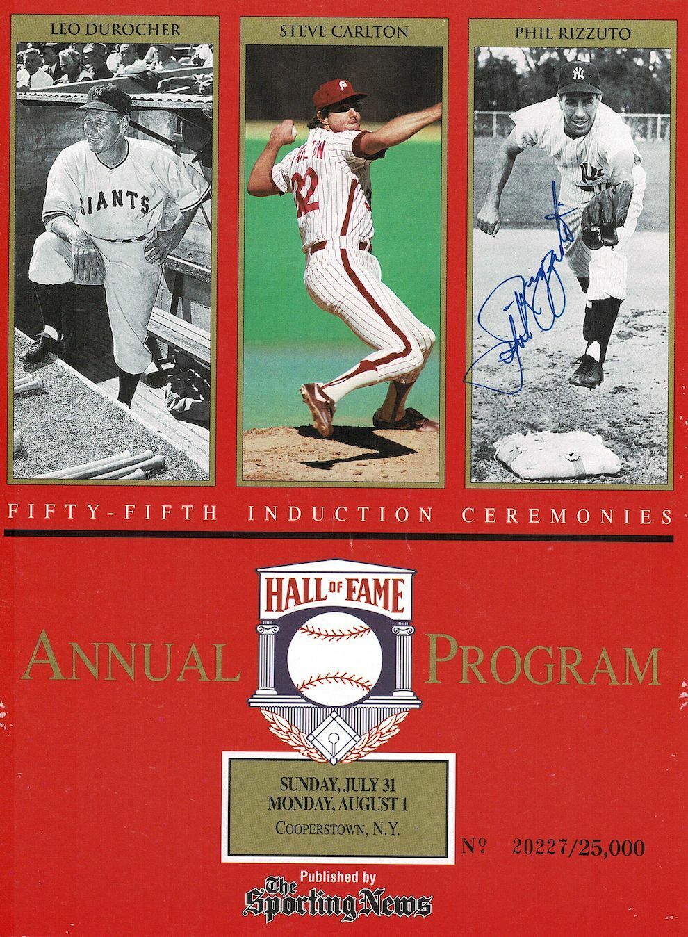 Phil Rizzuto signed autographed program! AMCo! 10111