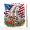 Diamond Painting-DIY Framed Crystal Rhinestone American Flag and Horse(25x25cm)