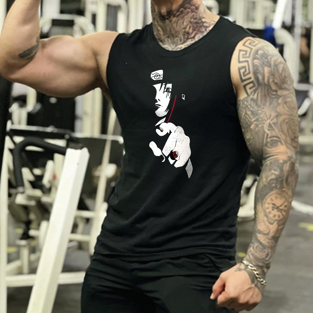 Men's Fitness Anime Personalized Printed Tank Top