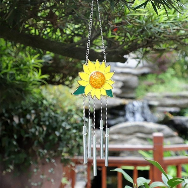 Tegooe Sunflower Metal Wind Chimes for Windows Garden Decor - OutdoorIndoor Hanging Ornament Tegooe