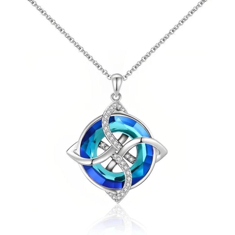 For Friend - S925 Thank You for Being My Girl Gang Crystal Irish Knot Necklace