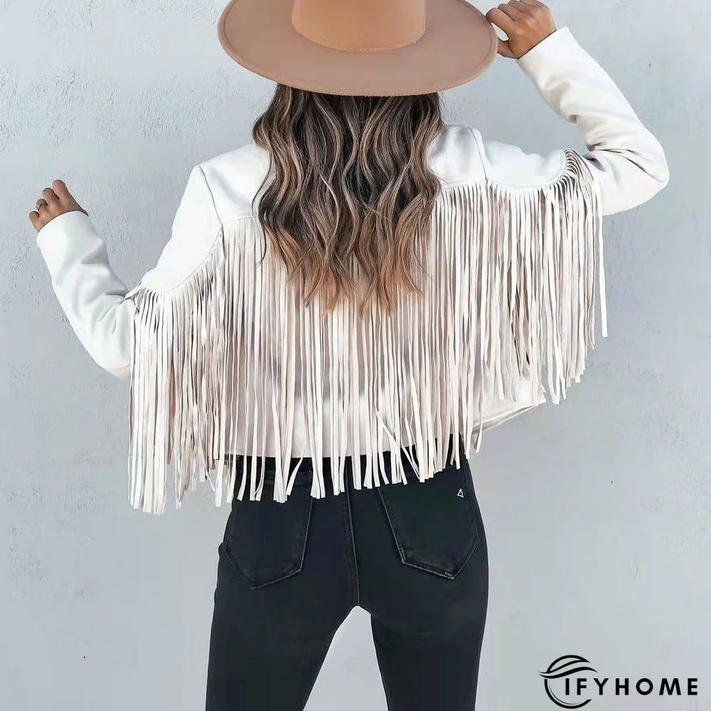 Long Sleeve Printed Tassel Jacket Women | IFYHOME