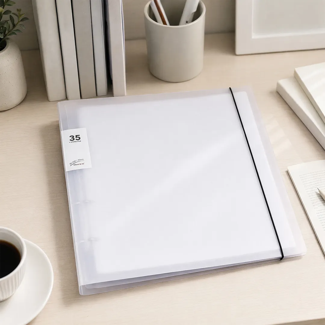 Ring Binder File Folder with Snap Button&50Pcs Inner Pages Transparent Refillable Organizer Waterproof Loose Leaf Sheet Protector for Enhanced Document Organization