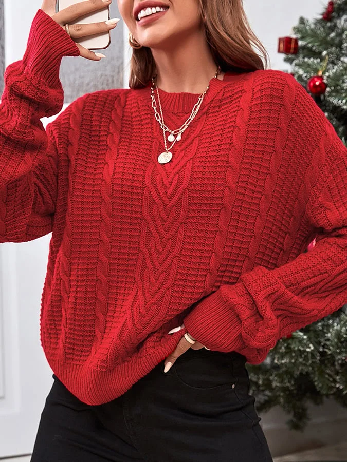 Women's Cable Knit Drop Shoulder Sweater