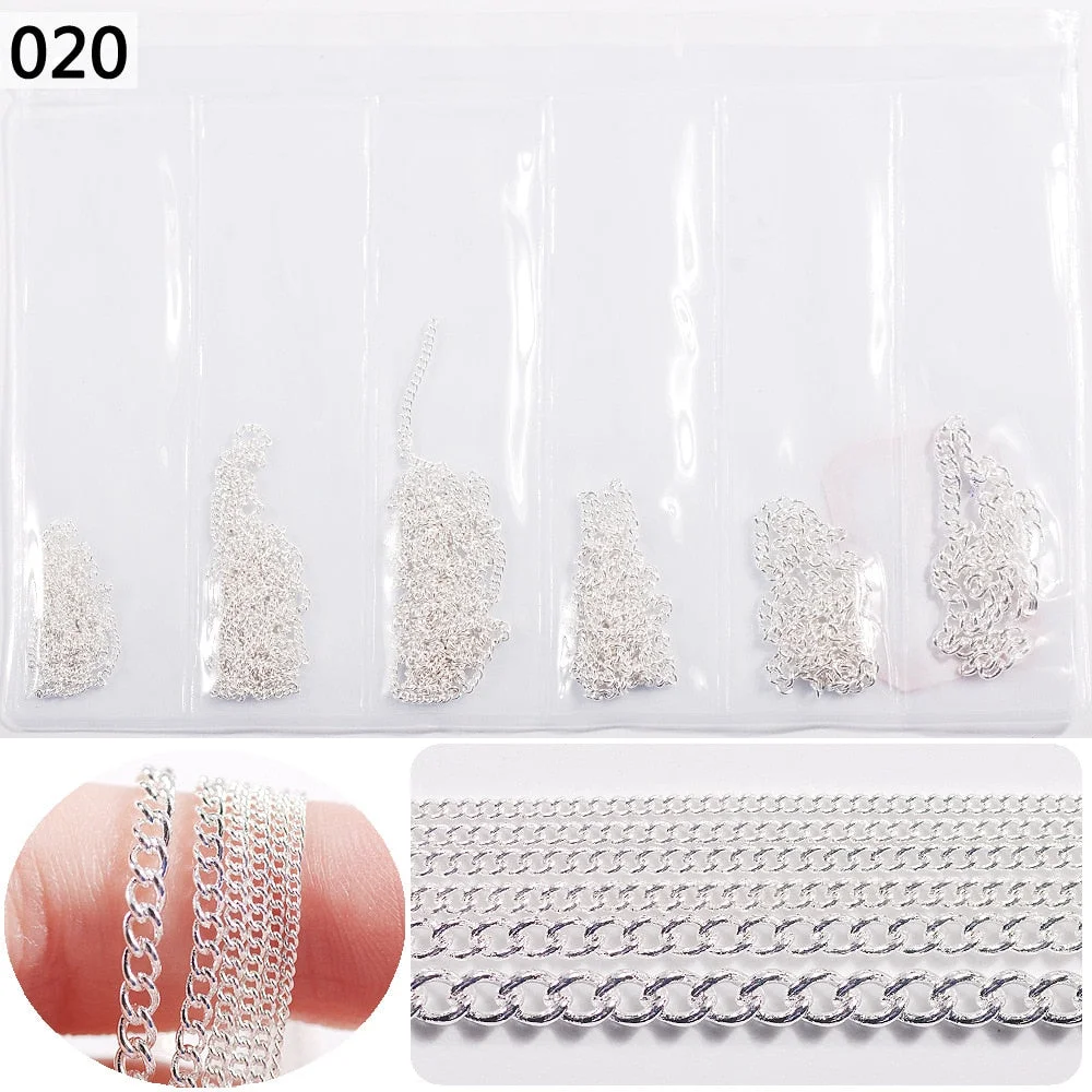 50cm / Six / Bag New Color Mixed Fashion Nail Art Creative Decoration Chain DIY Nail Art Creation Accessories 3d Charms