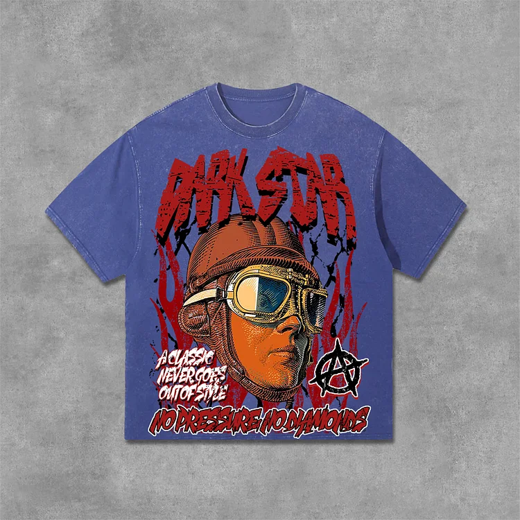 Vintage Darkstar Fun Portrait Graphic Print Acid Washed T-Shirt SOPULA