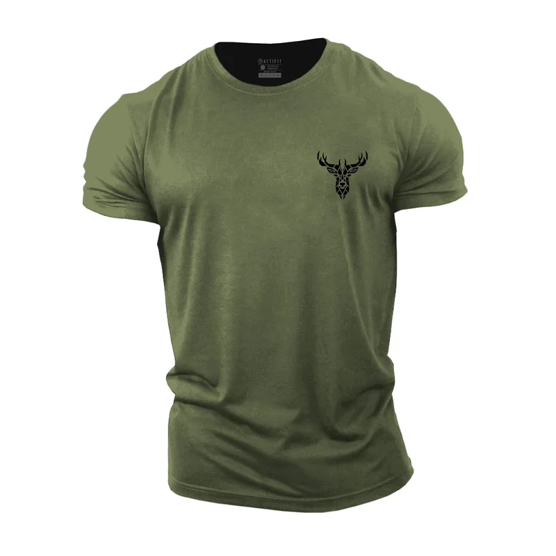 Cotton Deer Graphic Men's Gym T-shirts tacday