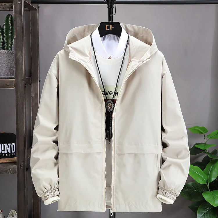Men Cargo Jacket Autumn Men's Fashion Casual Hooded Jacket Loose Trendy Workwear Men's Jacket