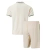 Men's Casual Waffle-Knit Two-Piece Set: Color-Block Stand Collar Short-Sleeve Top & Shorts by Inlyline
