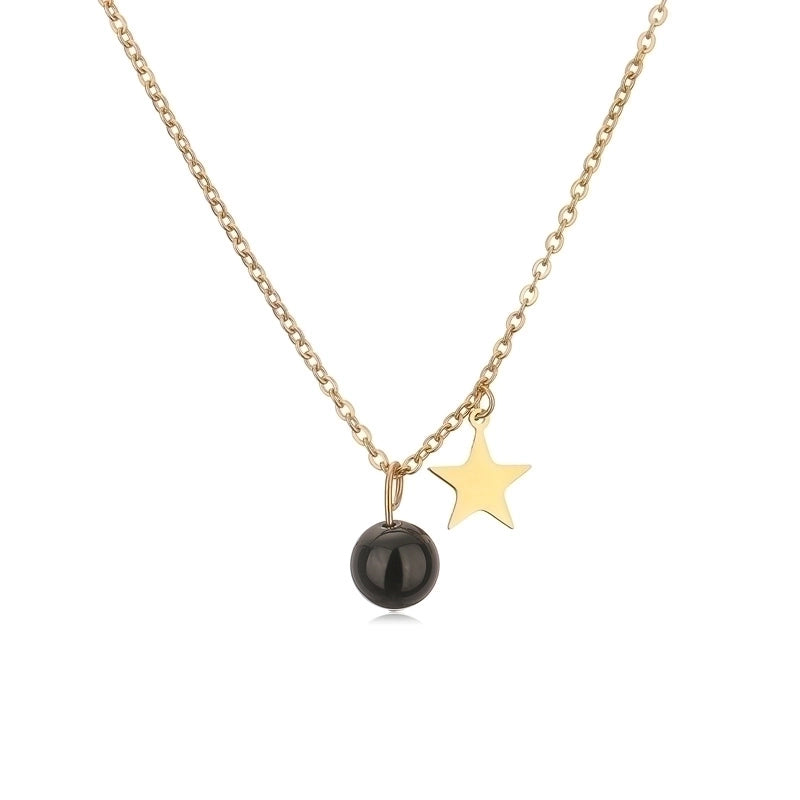 Casual Minimalist Star 304 Stainless Steel Natural Stone Plating Pendant Necklace
