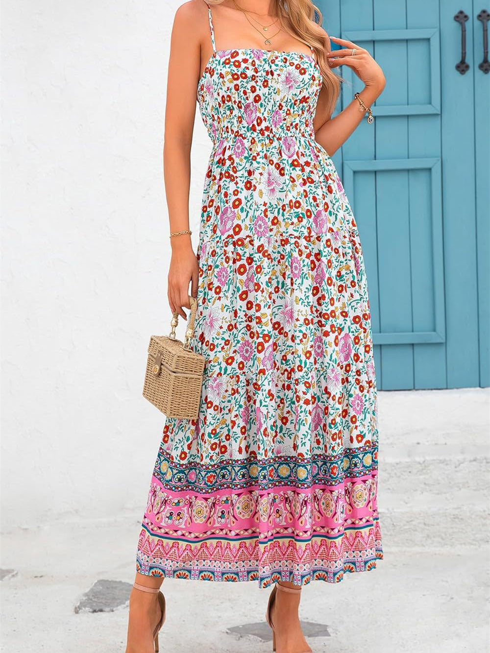 Women's Sleeveless Floral Printed Maxi Dress