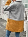 Contrast Color Loose Long Sleev Lapel Collar Fashion Cardigan Coat