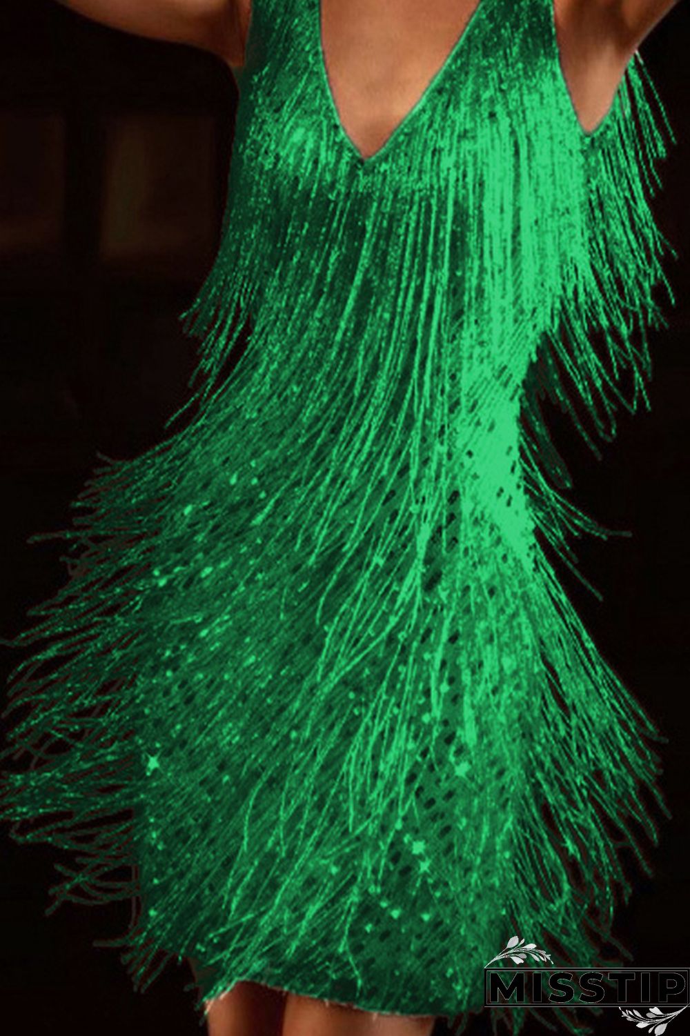 Gold Fashion Elegant Solid Tassel Patchwork V Neck Evening Dress Dresses