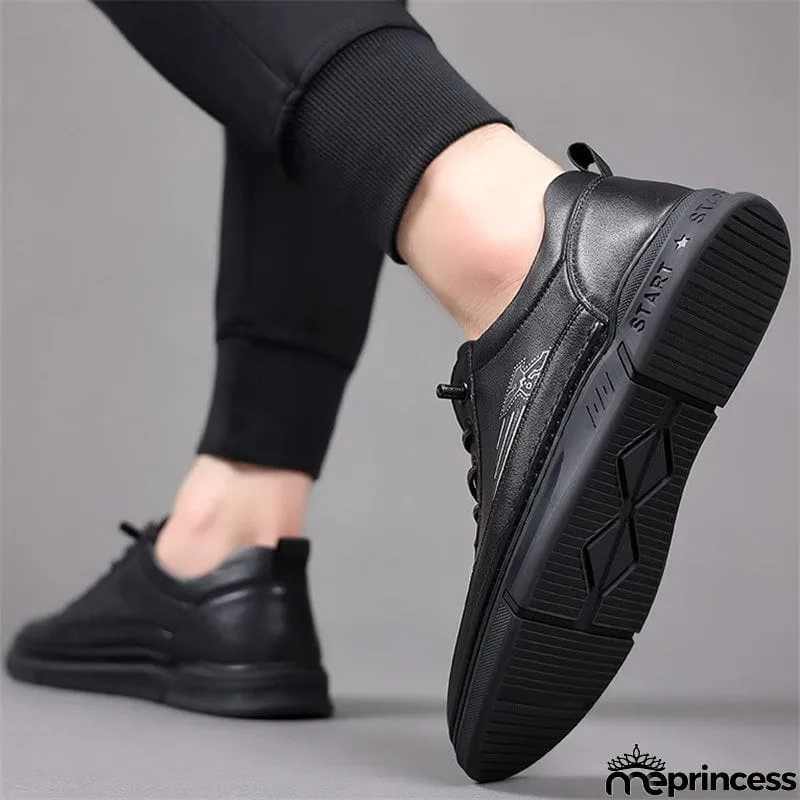 Fashion Hand Stitch Lace Up Genuine Leather Men Shoes
